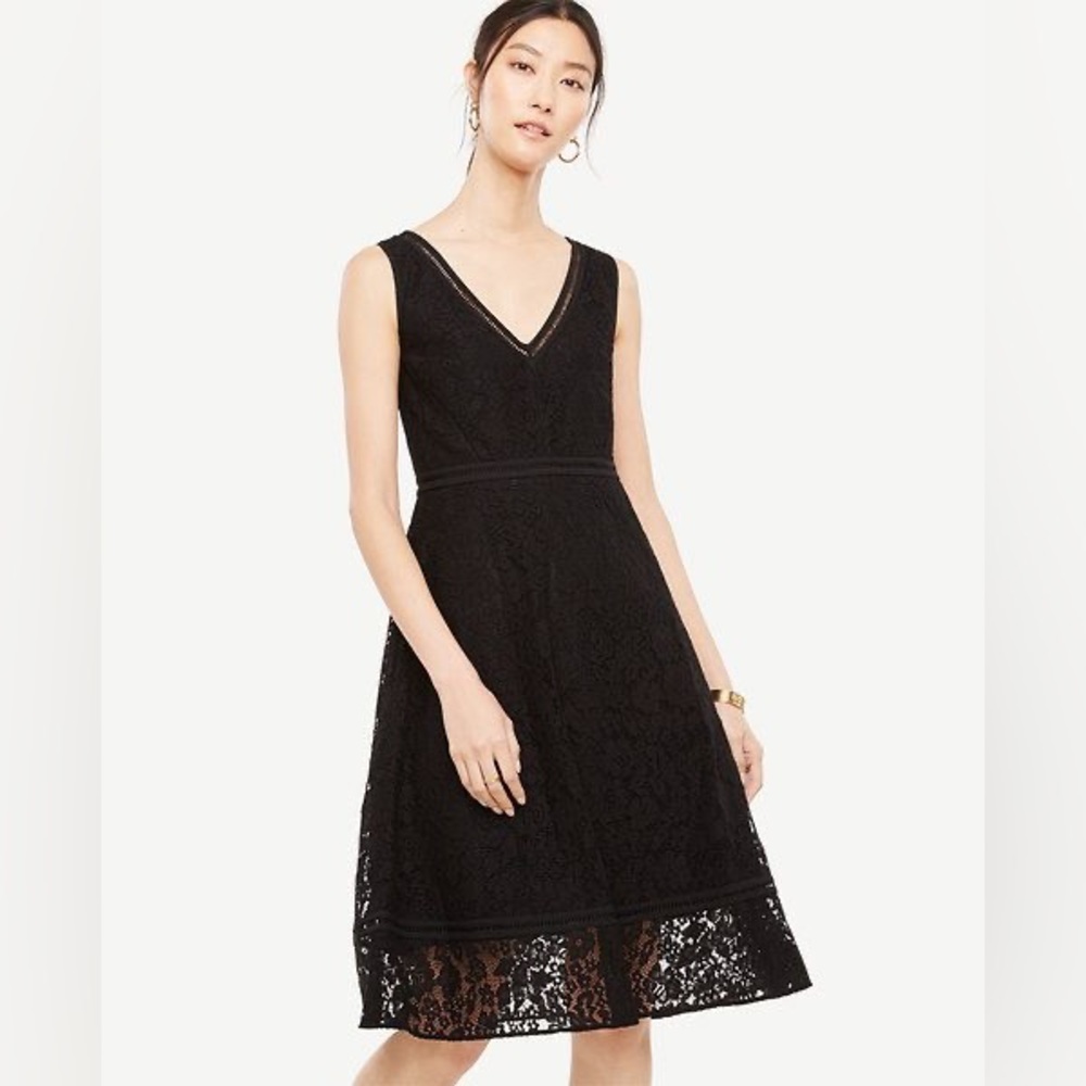 NWT New LBD Ann Taylor black lace dress event party cocktail